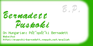 bernadett puspoki business card